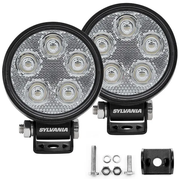 SLMRND3INSP2.BX2 – SYLVANIA Driving/ Fog Light, LED Bulb 5 OSRAM Clear LEDs 3 Inch Round 0.7 AMP At 12 Volt DC Spot B...
